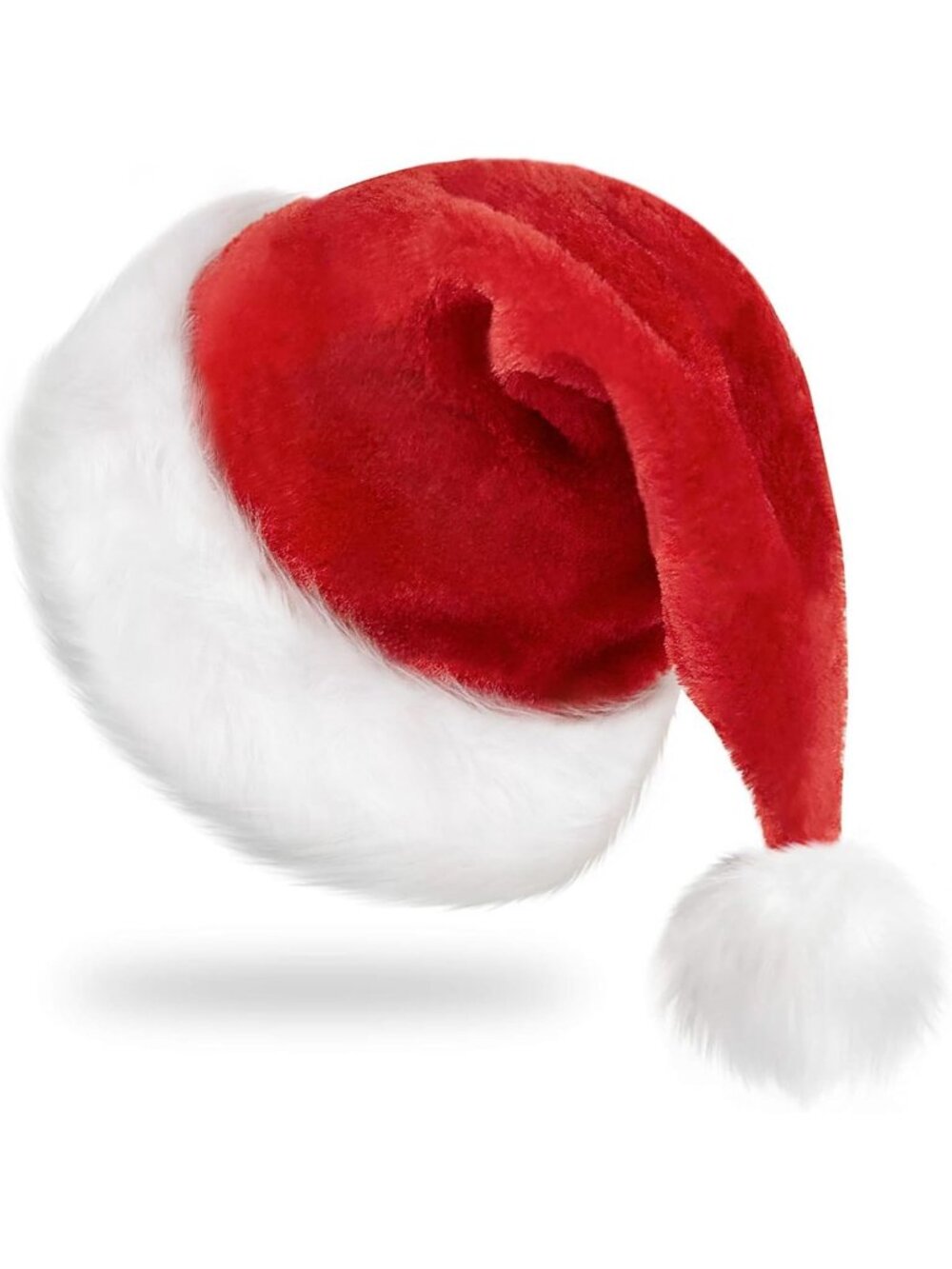 ✨Adults Red Plush Pom Pom Thickened Soft Velvet Christmas Santa Claus Hat